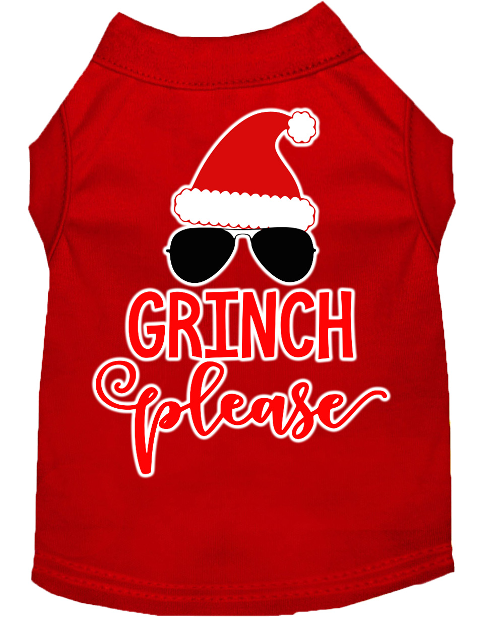 Grinch Please Screen Print Dog Shirt Red Lg